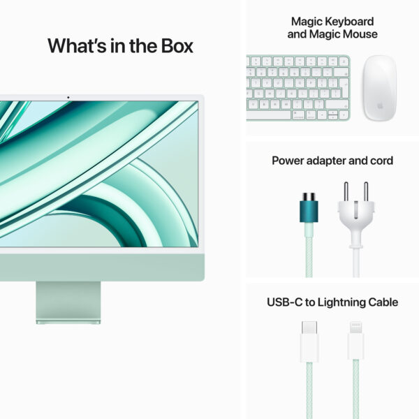 24-inch iMac with Retina 4.5K display: Apple M3 chip with 8-core CPU and 8-core GPU, 256GB SSD - Green (MQRA3B/A) - Image 9