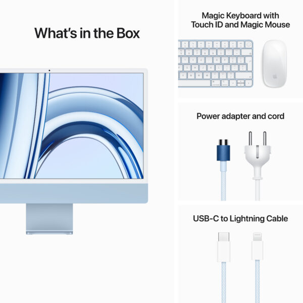 24-inch iMac with Retina 4.5K display: Apple M3 chip with 8-core CPU and 10-core GPU, 512GB SSD - Blue (MQRR3B/A) - Image 9