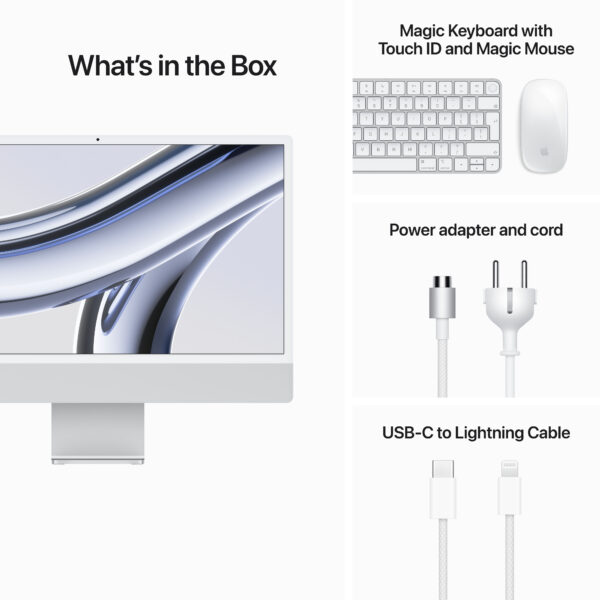 24-inch iMac with Retina 4.5K display: Apple M3 chip with 8-core CPU and 10-core GPU, 256GB SSD - Silver (MQRJ3B/A) - Image 9